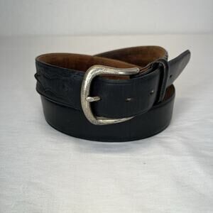 Justin Black Leather Waist Belt Mens Size 42? See measurements below, western